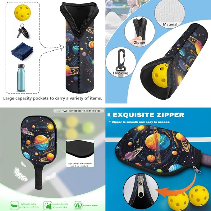 Pickleball Paddles Set 3PCS Pickleball Paddle Case Pickleball Racket Pickleball Bag Ideal for Beginners Gifts