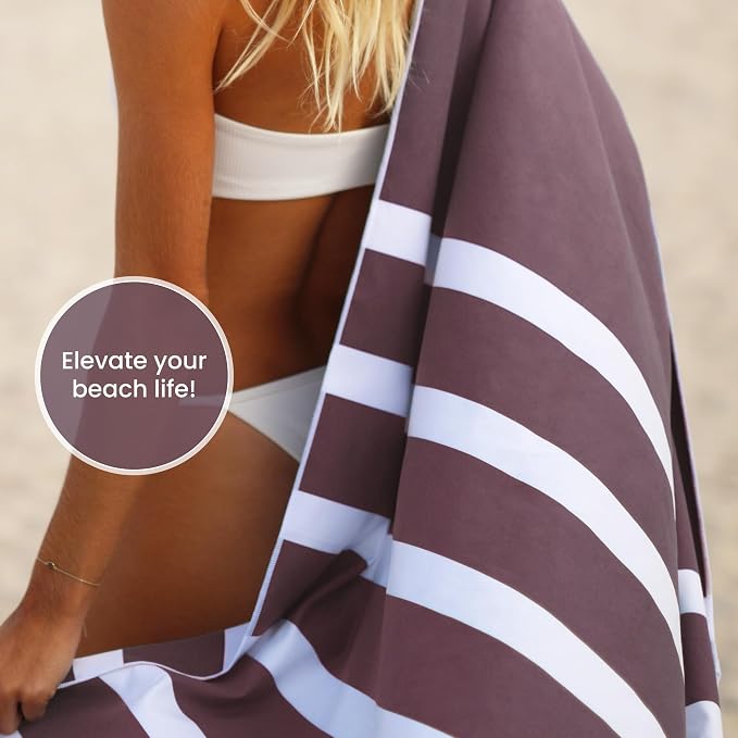 SummerSand Microfiber Beach Towel - Quick Dry, Sand Free - Compact and Lightweight for Travel - Recycled Materials - Travel Bag Included - Large Microfiber Towel (63x31.5in – Grape Purple)