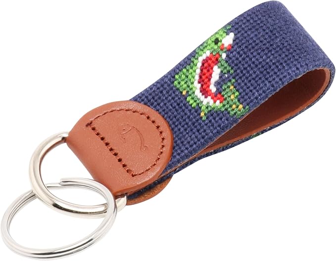 Leather Hand-Stitched Needlepoint Key Fob or Key Chain