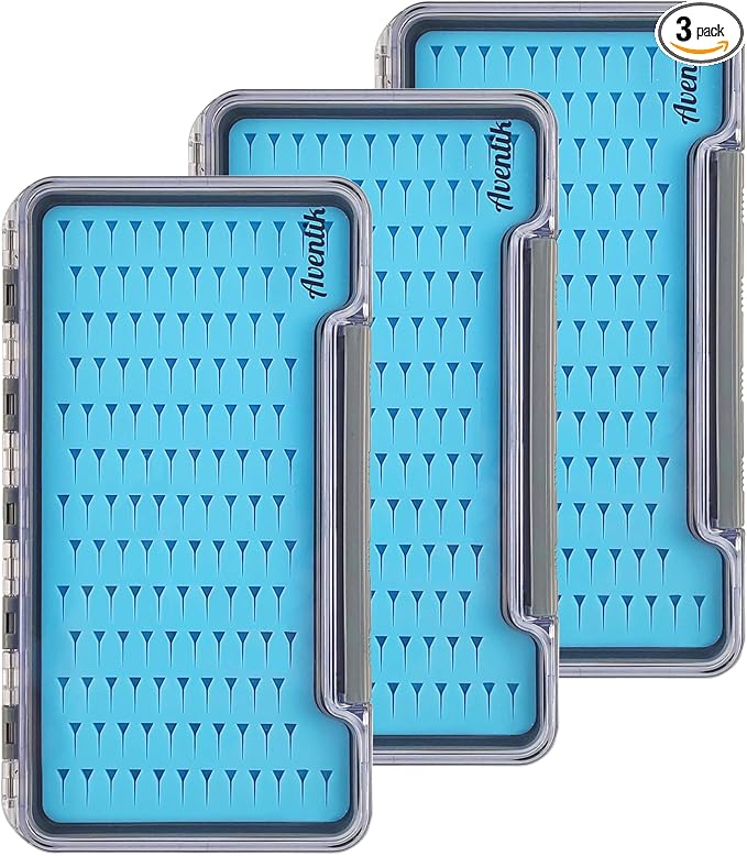 3 PC Fly Fishing Box Silicone Super Slim Waterproof Fly Fishing Tackle Trays Box Best Pocket Storage 7.36"X4.02"X0.63" (Waterproof-Blue Silicone)