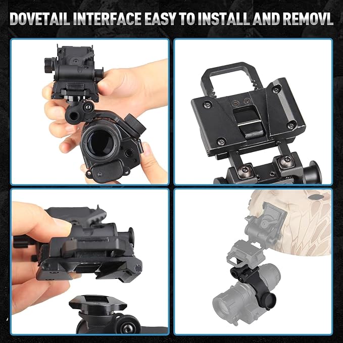 NVG Mount L4 G24 Metal Helmet Mount for PVS18/31 J ARM Dovetail Mount Helmet Adapter Compatible with PVS 14 Night Vision Monocular Accessories