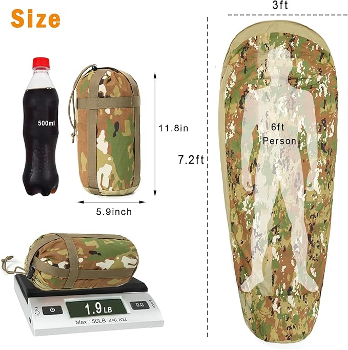 Akmax.cn Bivy Cover Sack for Military Army Modular Sleeping System, Waterproof Outer Shell for Sleeping Bag, Minimalist Stealth Shelter