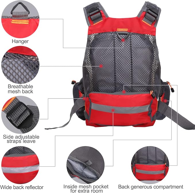 Lixada Fly Fishing Vest Fishing Jacket Breathable Polyester Mesh Design Fishing Vest
