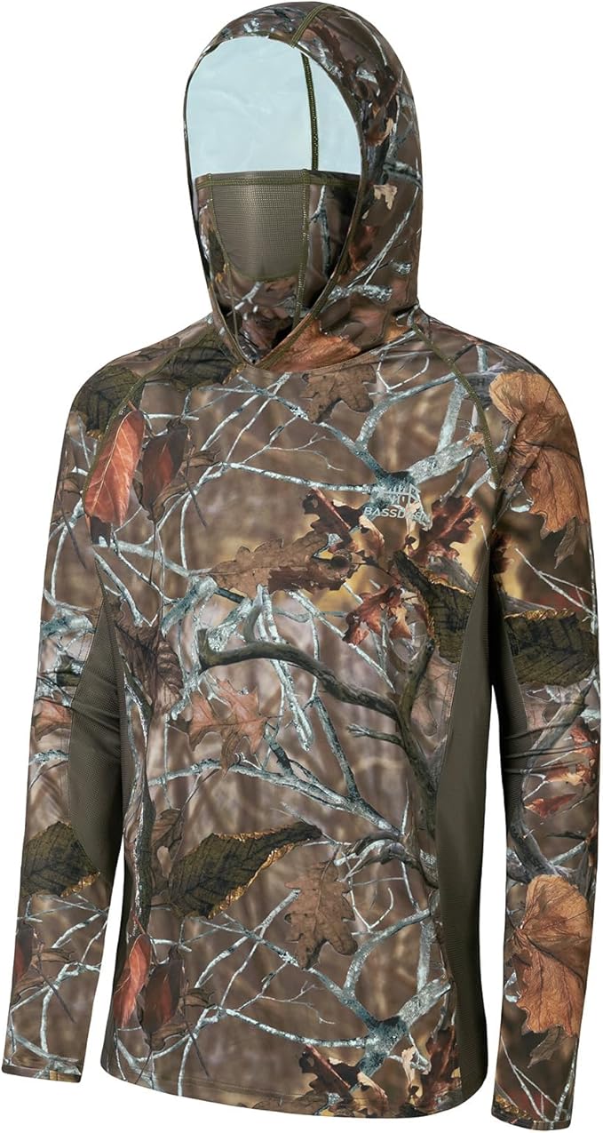 BASSDASH Men's UPF 50+ Camo Long Sleeve Hunting Fishing Hoodie Shirt