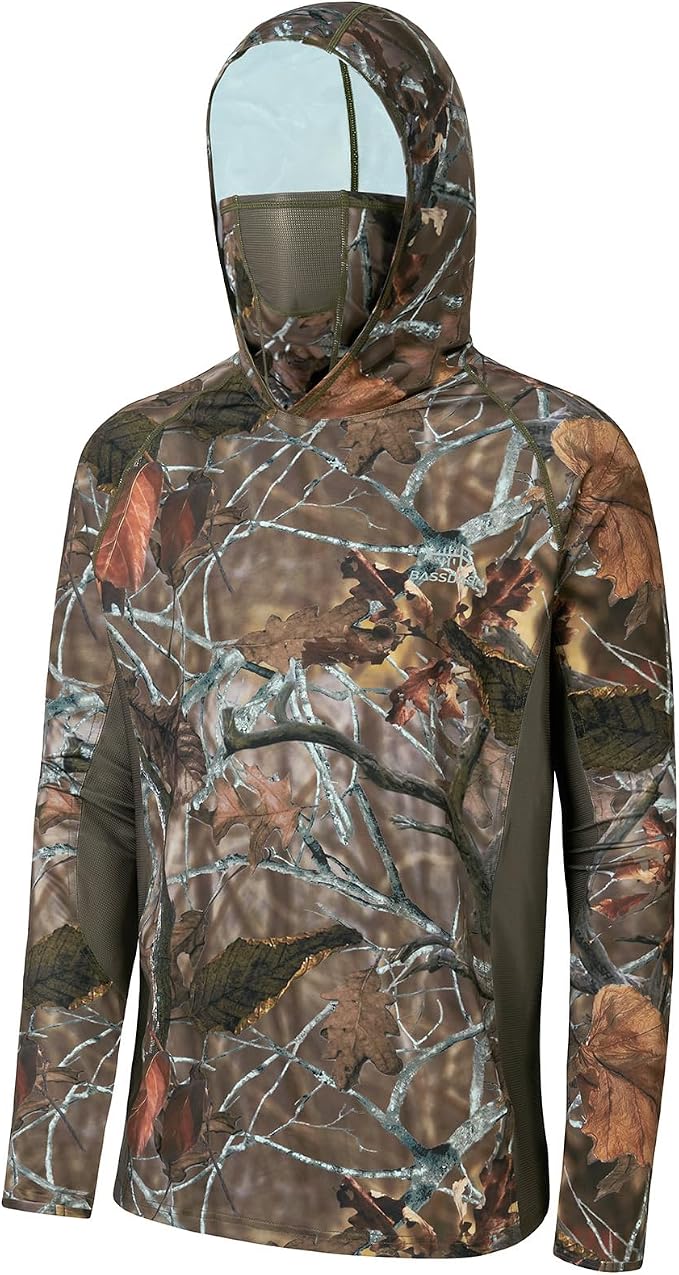 BASSDASH Men's UPF 50+ Camo Long Sleeve Hunting Fishing Hoodie Shirt