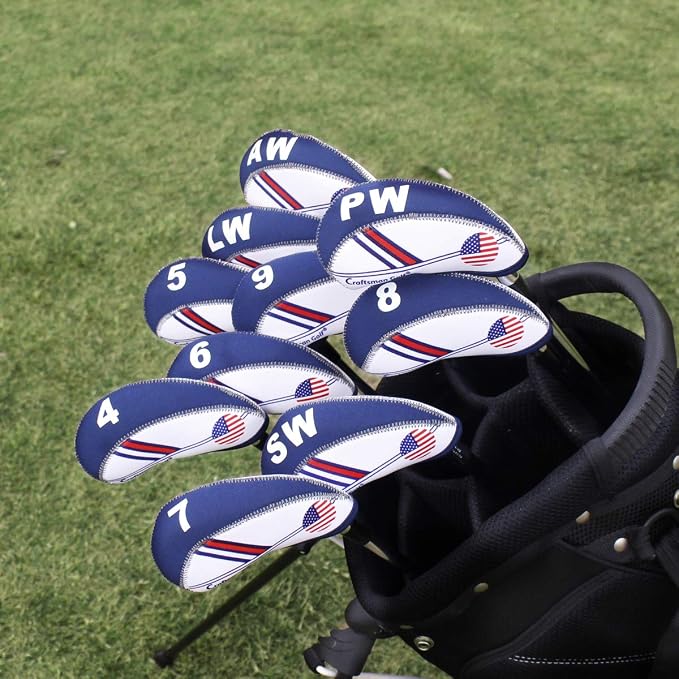 Craftsman Golf US Flag Neoprene Golf Club Head Cover Wedge Iron Protective Headcover for Callaway, Ping, Taylormade, Cobra, Etc.