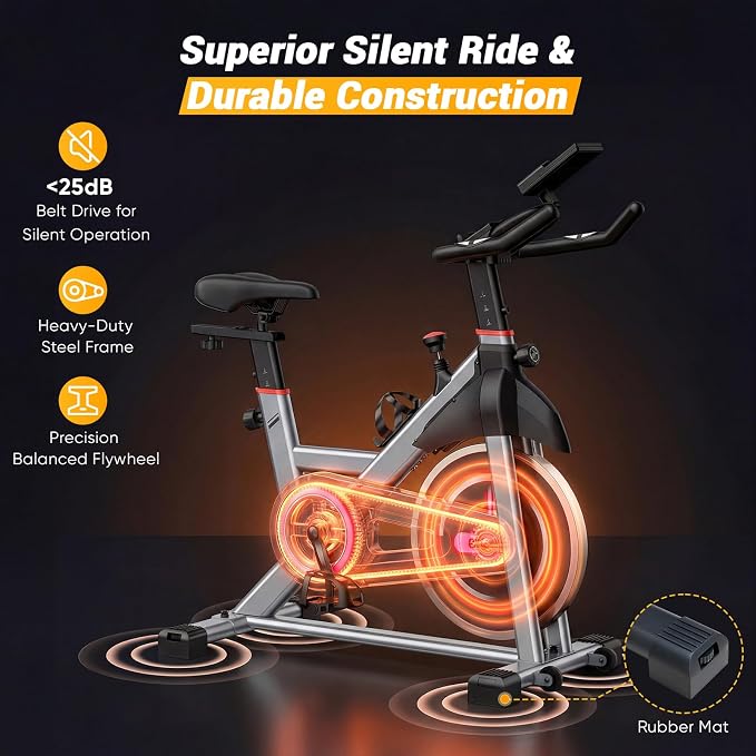 NEWBULIG Exercise Bike with APP, Stationary Bikes for Home, Workout Bike for Adults & Seniors, Cycle Machine, Adjustable Height and Resistance, Low Noise, 265lbs Weight Capacity, Easy Assembly
