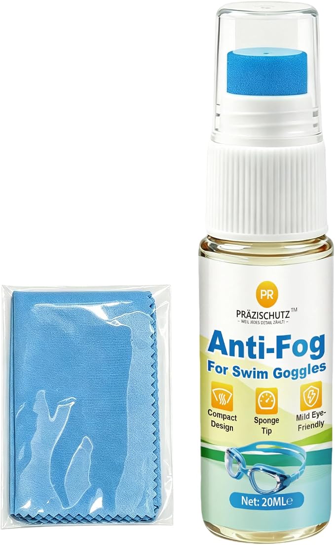 Anti-Fog for Swim Goggles, Clear Vision Mask Defogger, 2+ Hour Fog-Free Protection, Safe Formula with Sponge Applicator, for Snorkel, Diving & Ski Masks (20 ml)