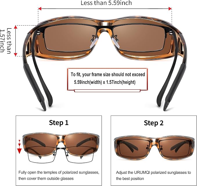 URUMQI Polarized Sunglasses Fit Over Glasses for Men Women, Wraparound Sun Glasses UV400 Protection for Driving Fishing