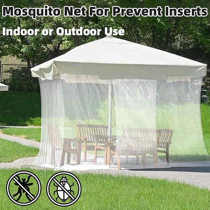 Camping Mosquito Net 10'x10' Ultra Large White Outdoor | One-opening 118"x118"x77", Bottom Fixing Strap, Insect Netting Mesh, w/ Carrying Bag for Camping, Picnic, Patio, Trips