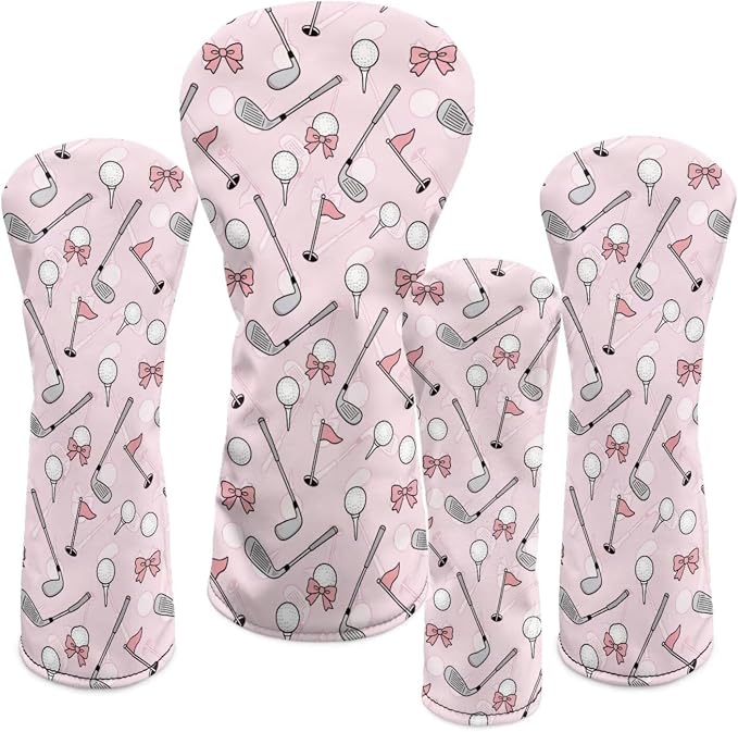 Rnyleeg Golf Club Head Covers for Women Driver Head Cover Leather Fairway Wood Headcover Hybrid Headcovers for Golf Clubs