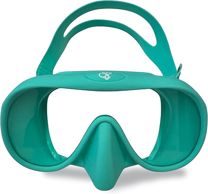Spartacus Frameless Dive Mask, Ultra-Clear Low-Iron Glass, Wide View, Low Volume, 100% Silicone Skirt