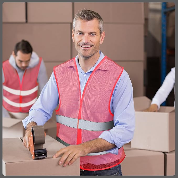 Unittype Reflective Safety Vests Hi Vis Work Vest Mesh High Visibility Silver Strip Adjustable Size for Men Women Outdoor