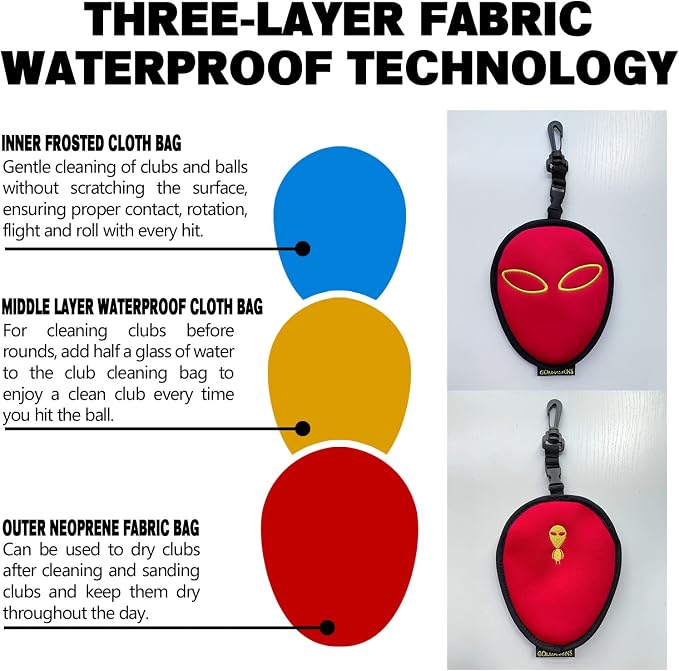 Telescopic Golf Ball Retriever for Water and Golf Club Cleaner & Ball Cleaning Bag