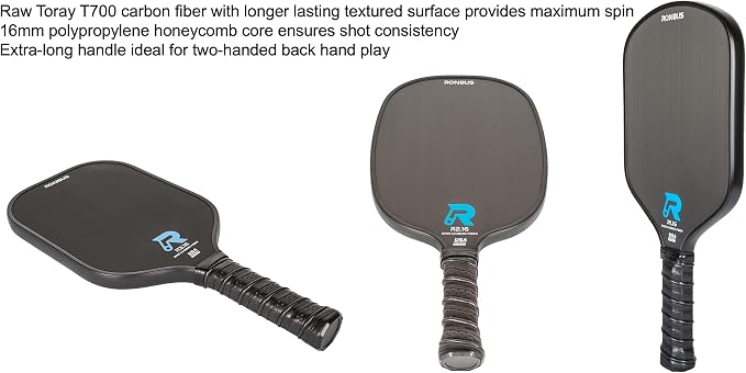 Ronbus R1.16/R2.16/R3.16 Raw Toray T700 Carbon Fiber Pickleball Paddle with 16 mm Polypropylene Honeycomb Core