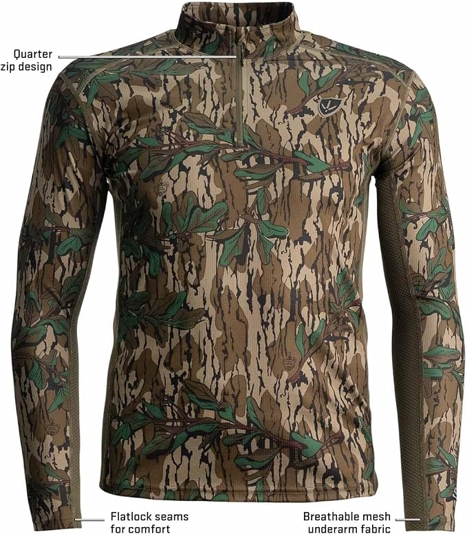 BLOCKER OUTDOORS Finisher Turkey Hunting 1/4 Zip Moisture Wicking Performance Long Sleeve Shirt