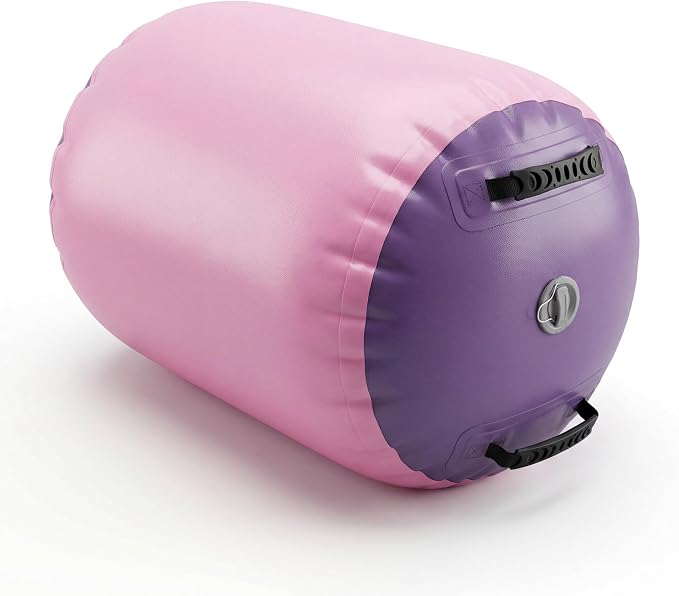 Gymnastics Air Roller Air Barrel Inflatable Tumbling Mat, Gymnastics Air Barrel Inflatable Tumbling Mat, Tumble Track Backhandspring Mat Gymnastic Equipment for Yoga Training Cheerleading Home Use, 20in x 20in x 31in, Pink
