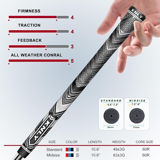 KNLY Golf Grips Set of 13,High Feedback MultiCompound Golf Club Grips,13 Grips with 15 Tapes and 13 Grips with All Repair Kits for Choice.