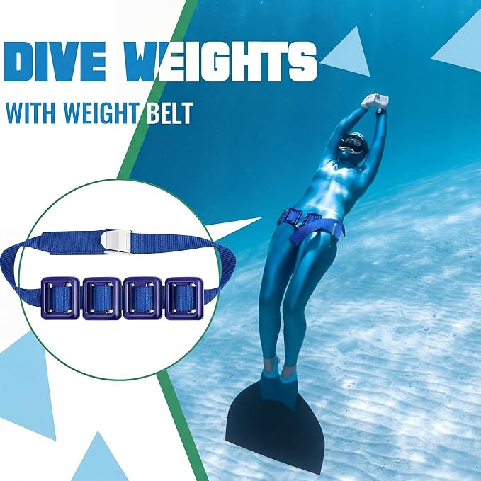 Tellegloww 4 Pcs Dive Weights Belt for Scuba Diving Coated Dive Weights Nylon Dives Belt with 1 Metal Quick Release Buckle for Free Diving Spear Fishing