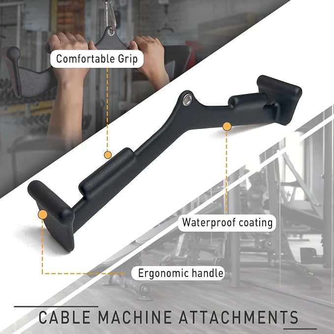 BLUSLM Lat Pull Down Bar T bar Row Attachment, V Bar Tricep Lat Pulldown Attachments, Back Strength Training Bar for Home Gym Exercise Cable Machine Attachments