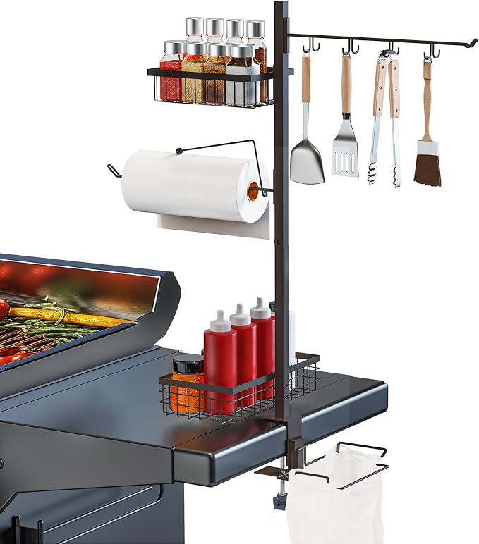 5-in-1 Griddle Caddy for Blackstone - Grill Organizer for Camping Outdoor Kitchen Cooking Tools & Accessories, Fathers Day Grilling BBQ Smoker Accessories Gifts for Men