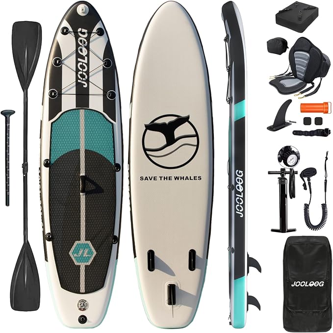 Inflatable Stand Up Paddle Board with Seat, 10'6"/10'5" SUP 440LBS, Recreational Paddleboard for Adults Beginners, Blow Up Paddle Board with Fishing Design, Camera Mount, Cooler Bag & Full Accessories