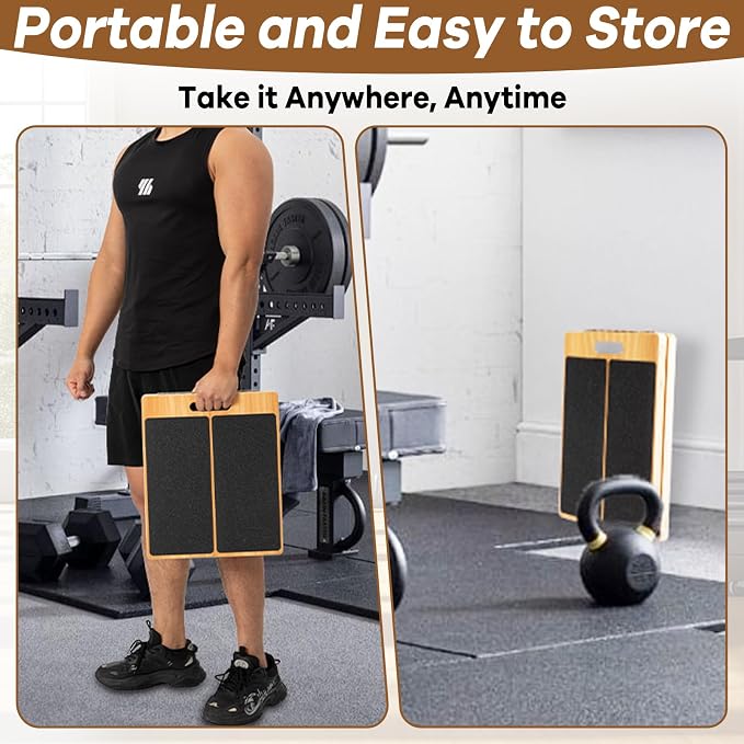 StrongTek Portable Wooden Slant Board & Yoga Foam Wedge Blocks (Pair) – 5 Angles Adjustable, Non-Slip, 350 lbs Capacity, for Stretching, Rehabilitation, Balance, and Strength Training