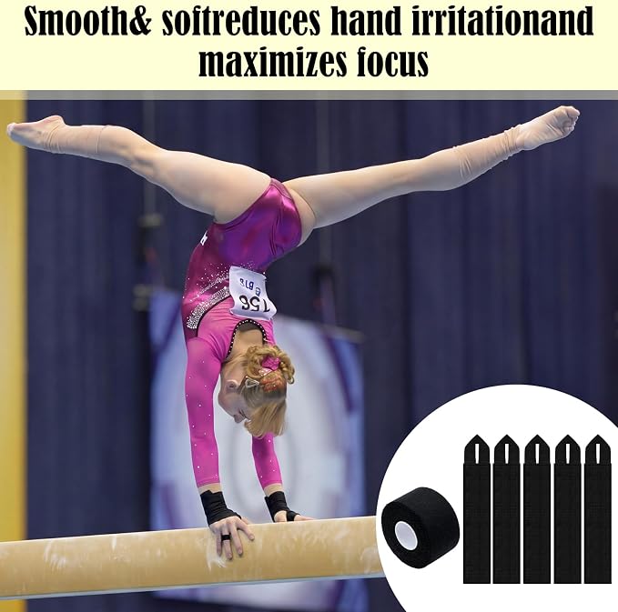 12 Pcs Gymnastics Tape Grips and 1 Roll Athletic Tape for Gymnastics Bars Reusable Athletic Grips Strong Support Wrist Ankle Knee Guards Protector Sport Training Accessories