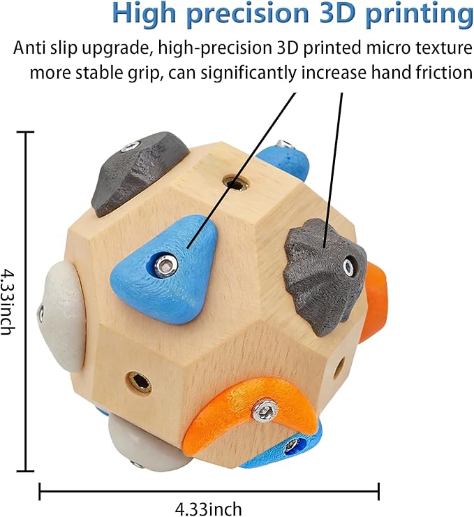 Handcrafted Boulder Block - Build Strength and Precision, Climbing Training Ball with 3D Rock Holds for Indoor and Outdoor Training, Put the Climbing Gym in Your Pocket!