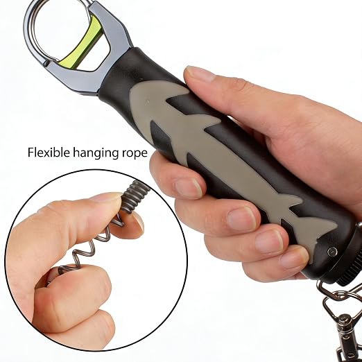 Fish Gripper, Fish Scales Grabber, Fishing Scale Clip, Aluminium Alloy Lip Gripper Holder, Professional Fishing Multitool, 40 Pound Capacity, Weight Scale, 360 Degree Rotation