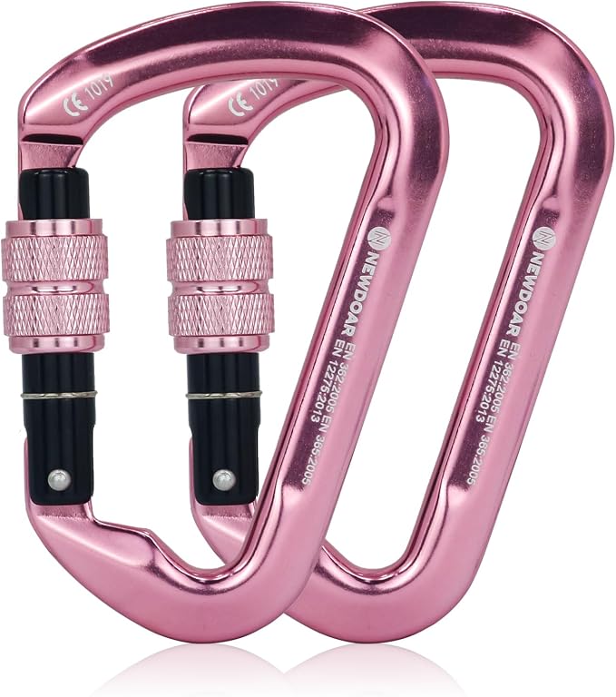 NewDoar CE Certified 30kN-6744lbs Climbing Carabiner Professional, Heavy Duty D Screwgate Clip, for Climbing,Rappelling,Hunting, Rescue