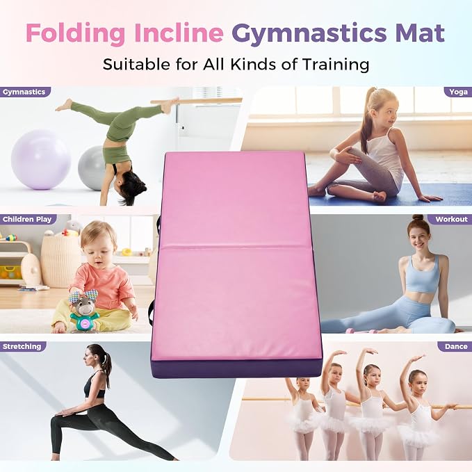 Incline Gymnastics Mat, Gymnastics Cheese Mat, Skill Shape Tumbling Backbend Trainer Exercise Mat, with High-Density Foam & Waterproof Cover, Skill Shape Tumbling Mat, Somersault Backbend Trainer for Gymnastics, Cheerleading & Martial Arts