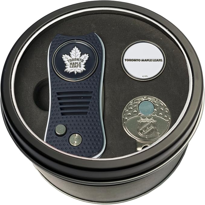 Team Golf NHL Gift Set Switchblade Divot Tool, Cap Clip, & 2 Double-Sided Enamel Ball Markers, Patented Design, Less Damage to Greens, Switchblade Mechanism