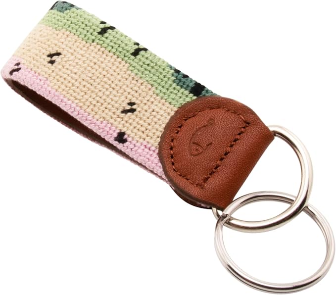 Leather Hand-Stitched Needlepoint Key Fob or Key Chain