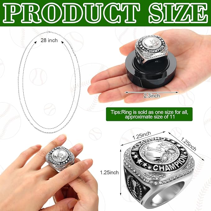 Highergo 10 Pcs Basketball Softball Baseball MVP Dancer Champion Trophy Ring with Display Stand Star Football Soccer Volleyball Golf Cheerleading Bowling Track Field