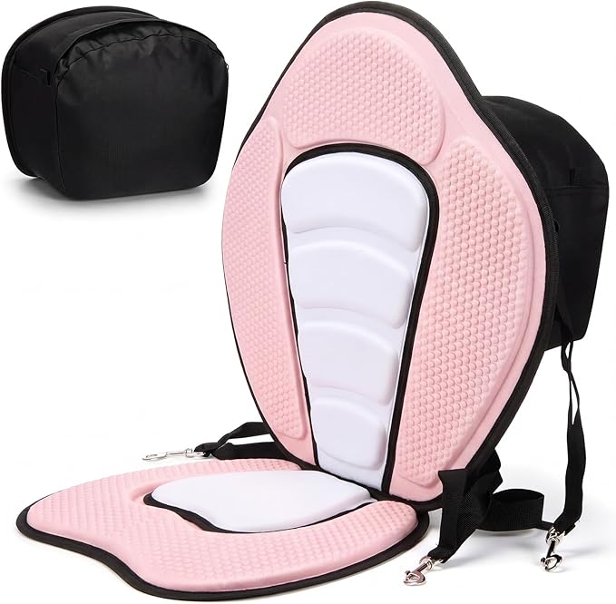 Vinsot Kayak Seat Cushion Universal Paddle Board Seat with Back Support Adjustable Non Slip Boat Chair Seats with 4 Straps and Storage Bag for Kayak Boat Sup Canoe