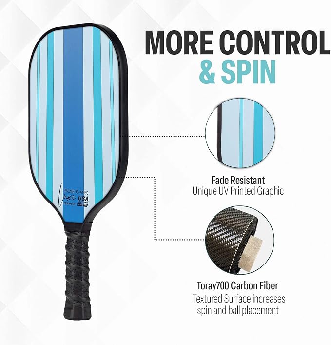 Palms-O-Aces Carbon Fiber Pickleball Paddle – USAPA Approved 16mm T700 Graphite Paddle with Textured Spin Surface | Lightweight Carbon Fiber Pickleball Paddles & Racket | Includes Paddle Cover