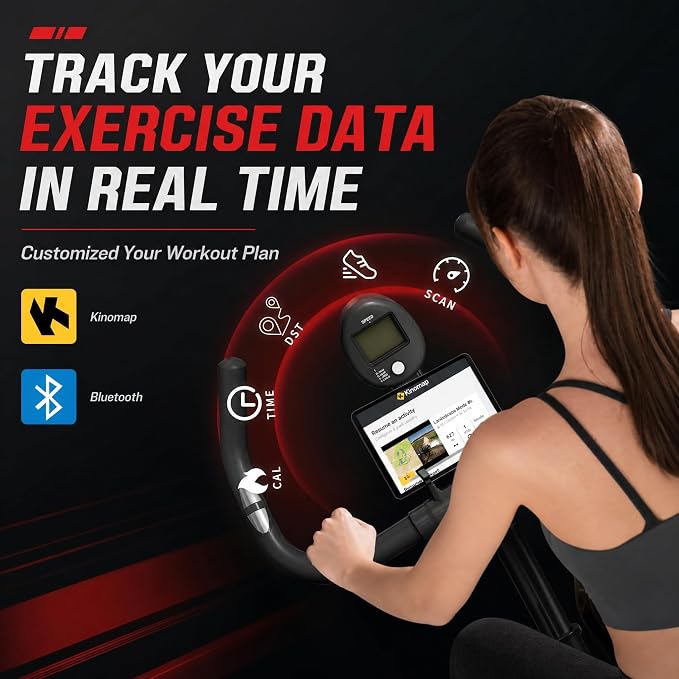 Exercise Bike, Stationary Bikes for Home, Compact Indoor Cycling Bike | with Tablet Mount, with Exclusive Heart Rate Sensor and APP Sync, with Continuously Variable Resistance