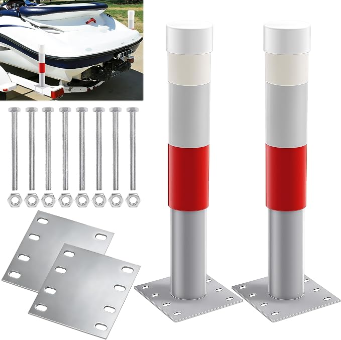 2pack Pontoon Boat Trailer Guides Poles Kits 17" Boat Trailer Guide Poles with Reflective Strip, Steel + UPVC Sleeve Heavy Duty Boat Trailer Parts & Accessories