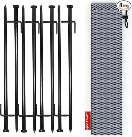 Heavy Duty Steel Tent Stakes - Tarp Pegs Camping Stakes for Outdoor Camping Canopy and tarp, 12 inch 8/10/12PC Pack