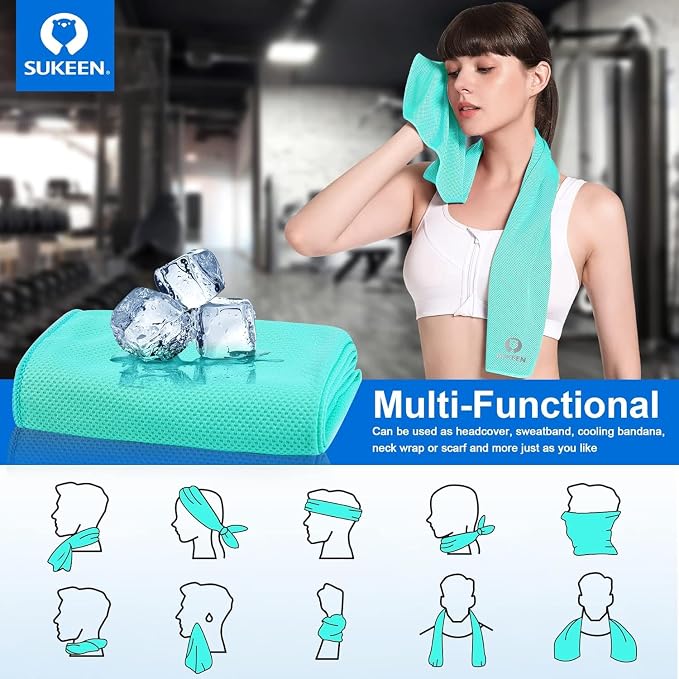 Sukeen Cooling Towel 20 Pack (40"x12") Ice Towel,Bulk Breathable Chilly Twoles,Microfiber Towel for Neck Face for Yoga,Sport,Running,Gym,Workout,Camping,Fitness,Travel & More Activities, Macaron Blue