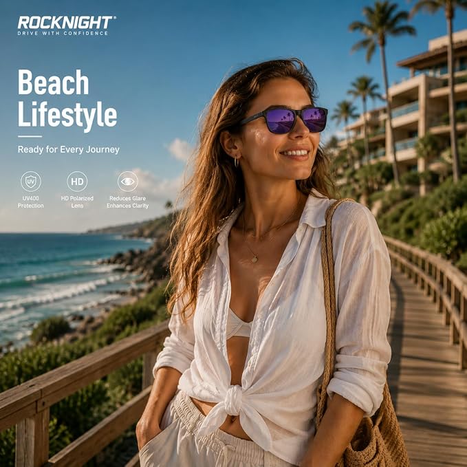 ROCKNIGHT Polarized Driving Sunglasses with Spring Hinges