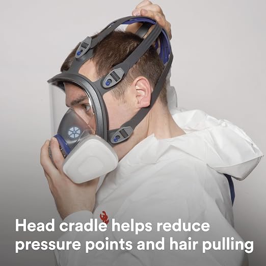 3M Ultimate FX Full Facepiece Reusable Respirator, FF-402, NIOSH, ANSI, Six-Strap Harness for a Secure Comfortable Fit, Cool Flow Valve, Passive Speaking Diaphragm, Medium