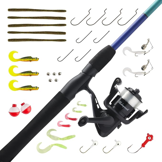 Shakespeare Catch More Fish Spinning Reel and Fishing Rod Combo with Kit