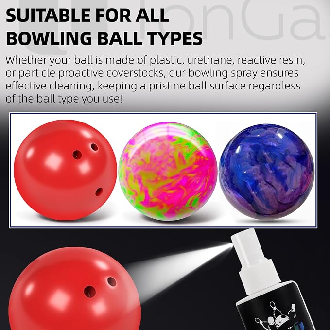 TonGass (3+3 Pack Bowling Ball Cleaner Spray Kit with Bowling Towel (Grey), Portable Bowlings Cleaner Set Accessories, Oil Scuff Mark Cleaners, Restores Tack and Prolongs Lifespan of Balls