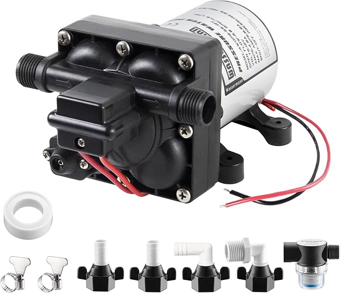 WASSERMANN RV Water Pump 12 Volt DC 3.0GPM 55PSI Replacement For 4008-101-A65 Water Pump Self Priming Diaphragm Pump with Pressure Switch for RV Kitchen Bathroom Marine Yacht Garden Camper Water Pumps