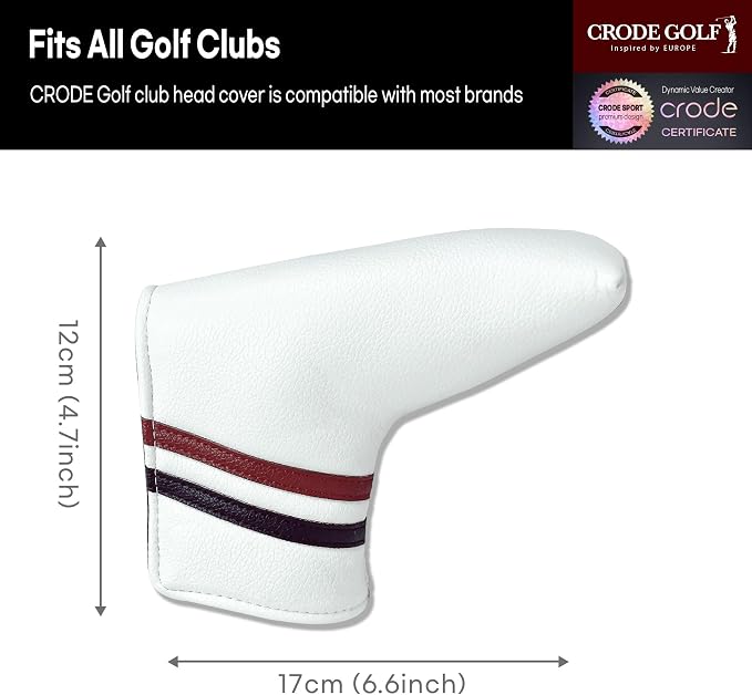 CRODE Golf Club Head Covers Premium Leather for Iron(9pcs/Set), Driver, Fairway Wood, Hybrid, Blade Putter, and Mallet Putter Cover Fit Most Brands