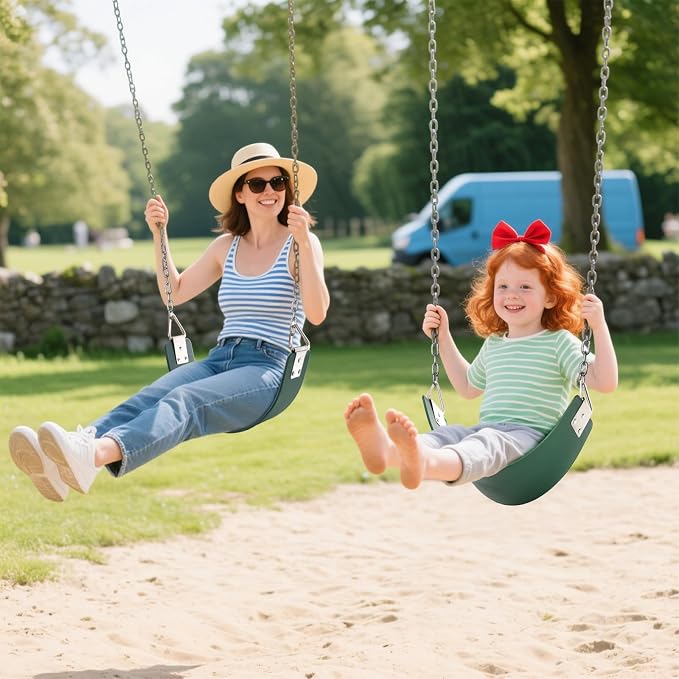 WUWEOT Swing Seat, Replacement Swing with Metal Triangle Ring, Support 250lb Heavy Duty 24 x 6 Inch Outdoor Playground Swingset