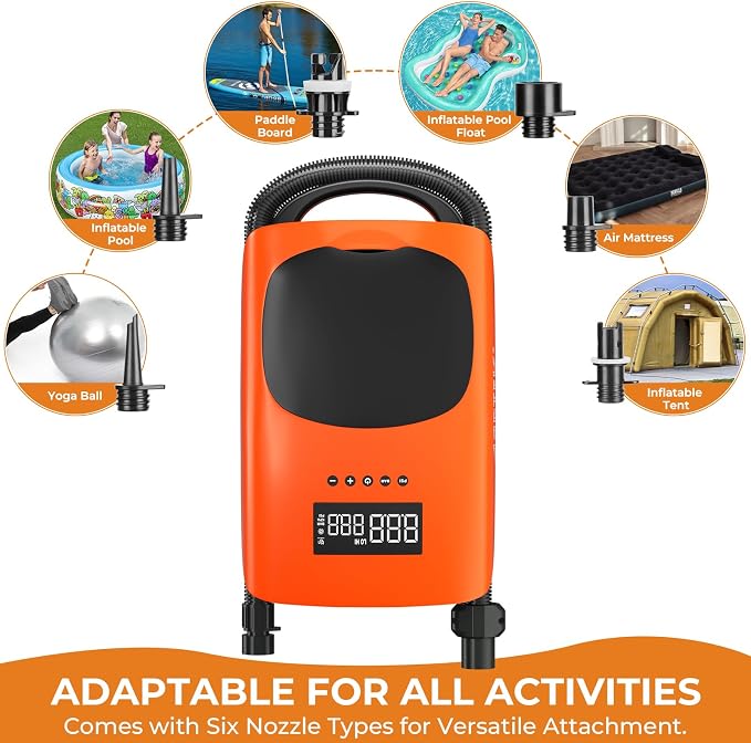 AGPTEK 22PSI High Pressure Paddle Board Pump Electric SUP Air Pump Portable Paddle Board Pump,Inflation and Deflation Function Auto-Off &12V DC Car Connector Dual Stage for Paddle Board,Boats,Inflator