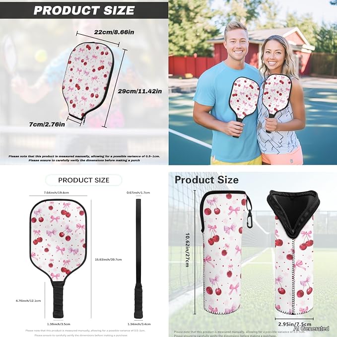 Pickleball Paddles Set 3PCS Pickleball Paddle Case Pickleball Racket Pickleball Bag Ideal for Beginners Gifts